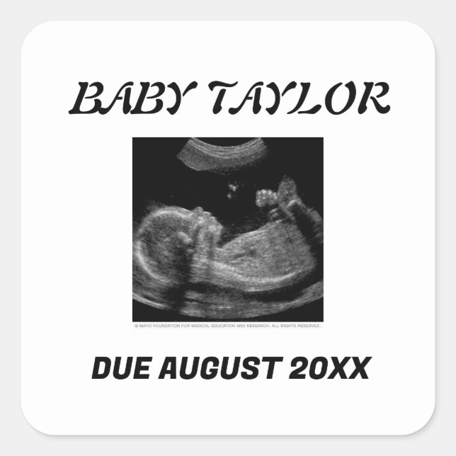 SIMPLE& SWEET: BABY ANNOUNCEMENT SQUARE STICKER (Front)