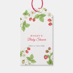 Simple Sweet Greenery Strawberry Baby Shower Gift Tags