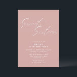 Simple Sweet Sixteen | Blush Pink 16th Birthday Invitation<br><div class="desc">Pretty and simplistic 16th birthday invitations with heading "Sweet Sixteen" text in white script font on a girly blush pink background. The reverse side features a pattern of the word "sixteen" in coordinating script. The reverse side pattern, as well as the background colour, can be changed by using the design...</div>