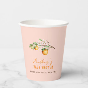 Simple Sweet Summer Orange Citrus Baby Shower  Paper Cups
