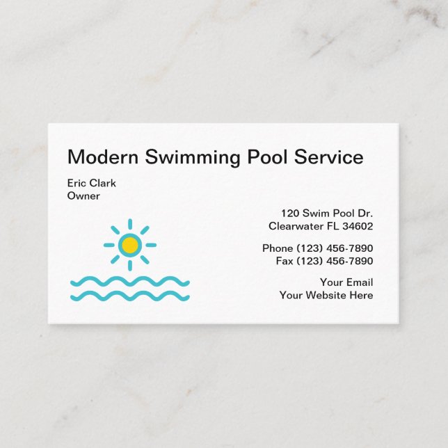 Simple Swimming Pool Service Business Card (Front)