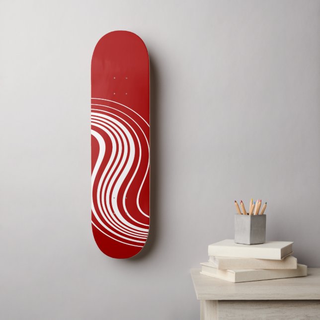 Simple Swirl in Red and White Skateboard (Wall Art)