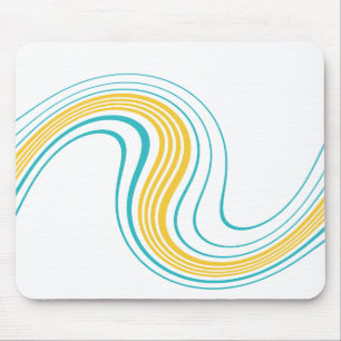 Simple Swirl - Turquoise and Yellow Mouse Pad