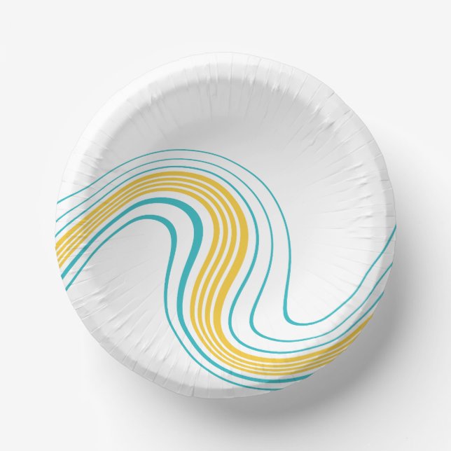 Simple Swirl - Turquoise and Yellow Paper Plate (Front)
