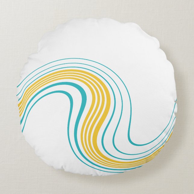 Simple Swirl - Turquoise and Yellow Round Cushion (Front)