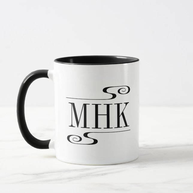 Simple Swirls Monogram Initials Mug (Left)