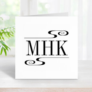 Simple Swirls Monogram Initials Rubber Stamp