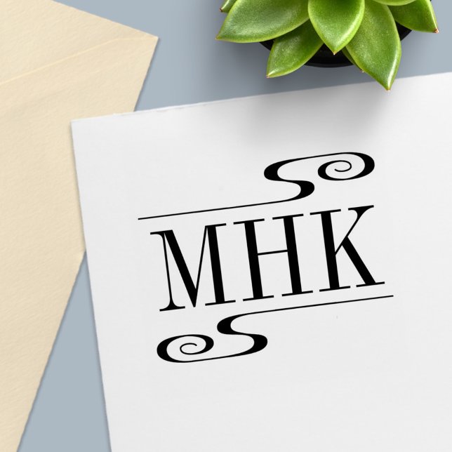Simple Swirls Monogram Initials Self-inking Stamp (Creator Uploaded)