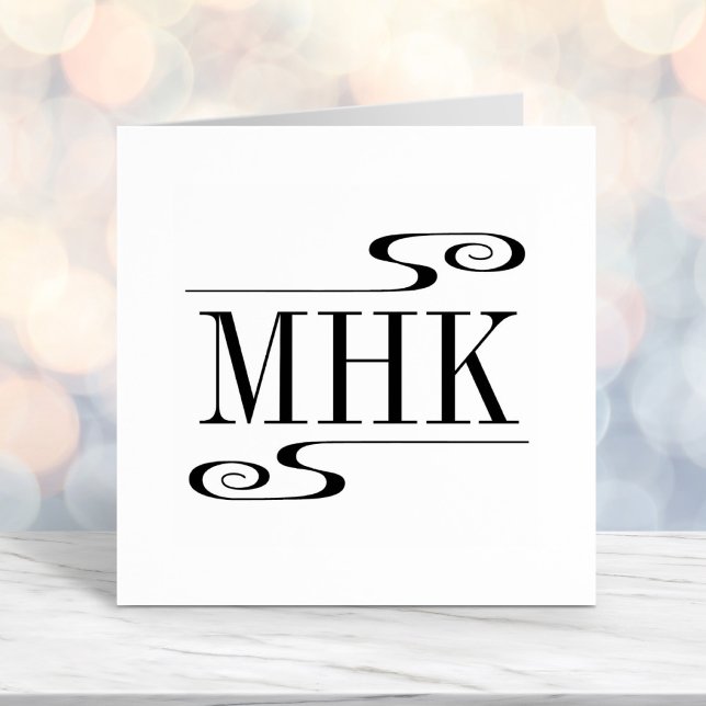 Simple Swirls Monogram Initials Self-inking Stamp (Creator Uploaded)