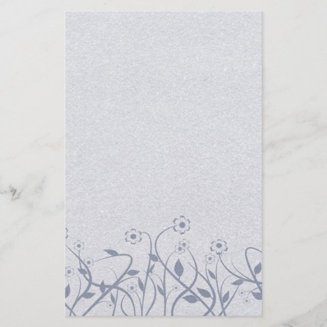 Simple Swirly Blue Floral Stationery (Front)