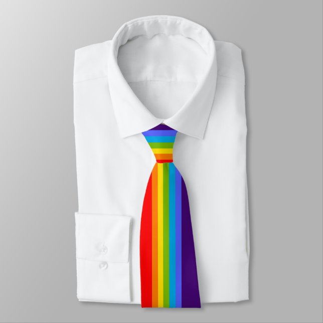 Simple & symetric rainbow custom name Elegant Gay Tie (Tied)