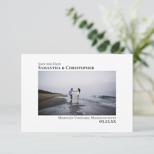 Simple Symmetry Modern Minimalist Photo Wedding Save The Date (Standing Front)