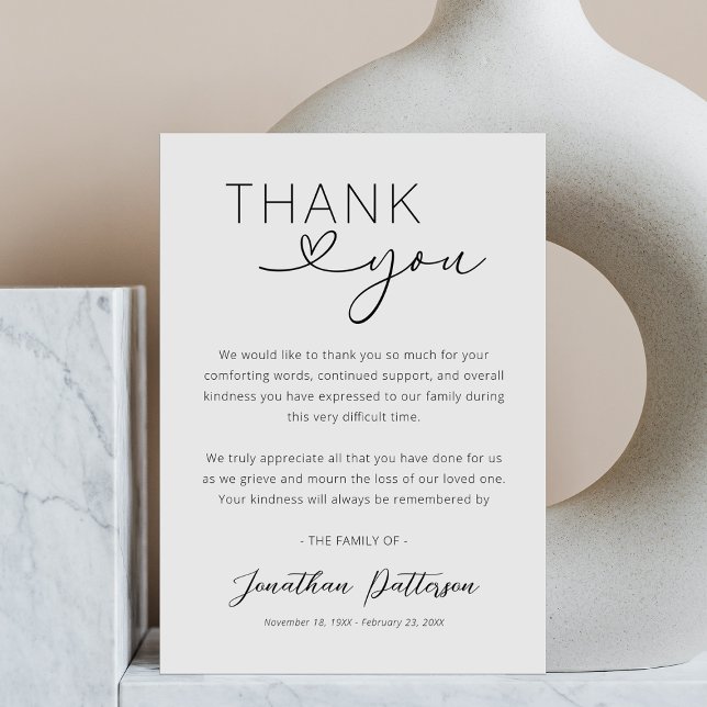Simple Sympathy Funeral Thank You Card (Creator Uploaded)