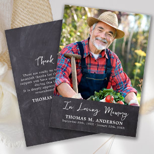 Simple Sympathy Photo Rustic Memorial Funeral Thank You Card