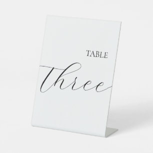 Simple Table Number Three  Pedestal Sign