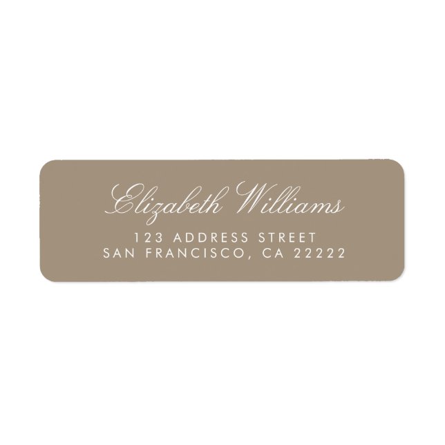 Simple Tan Beige Elegant Chic Return Address Label (Front)
