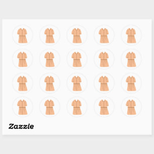Simple Tan Button Down Dress Fashion Lover Classic Round Sticker