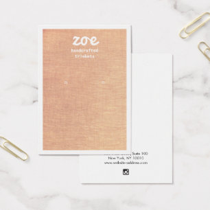 Simple Tan Linen Earring Display Card