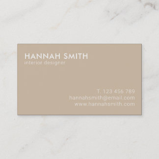 Simple Tan Modern Minimalist Business Card