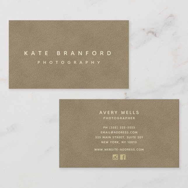 Simple Tan Modern Minimalistic Professional Business Card (Front/Back)