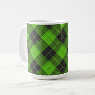 Simple tartan diagonal pattern in dark green coffee mug