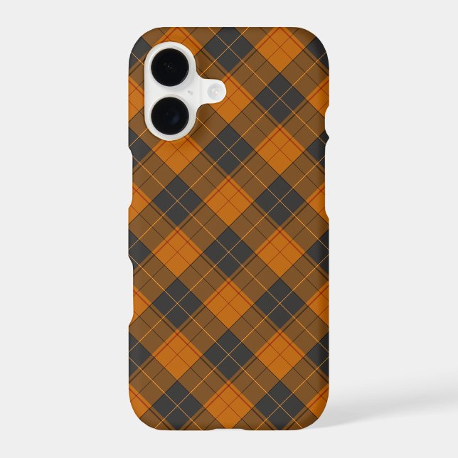 Simple tartan diagonal pattern in dark orange (Back)