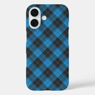 Simple tartan pattern in dark blue iPhone 16 case