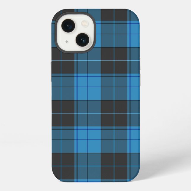 Simple Tartan Pattern in Dark Blue iPhone Case (Back)