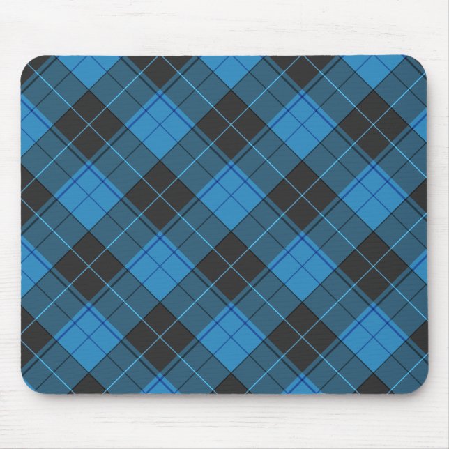 Simple Tartan Pattern in Dark Blue Mouse Pad (Front)