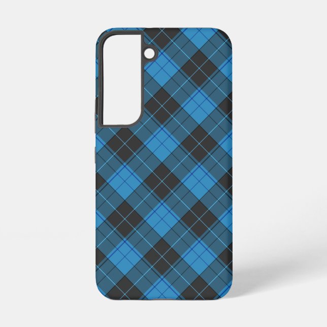 Simple Tartan Pattern in Dark Blue Samsung Galaxy S22 Case (Back)