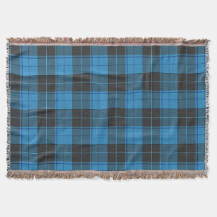 Simple Tartan Pattern in Dark Blue Throw Blanket