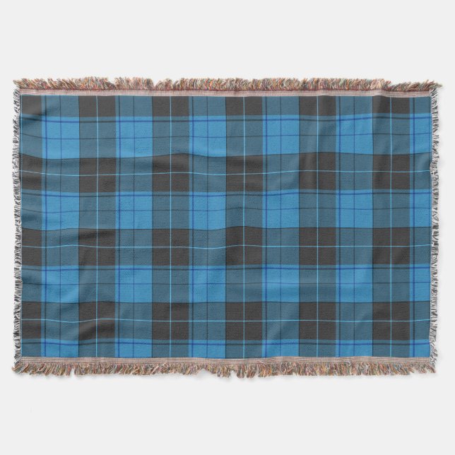 Simple Tartan Pattern in Dark Blue Throw Blanket (Front)