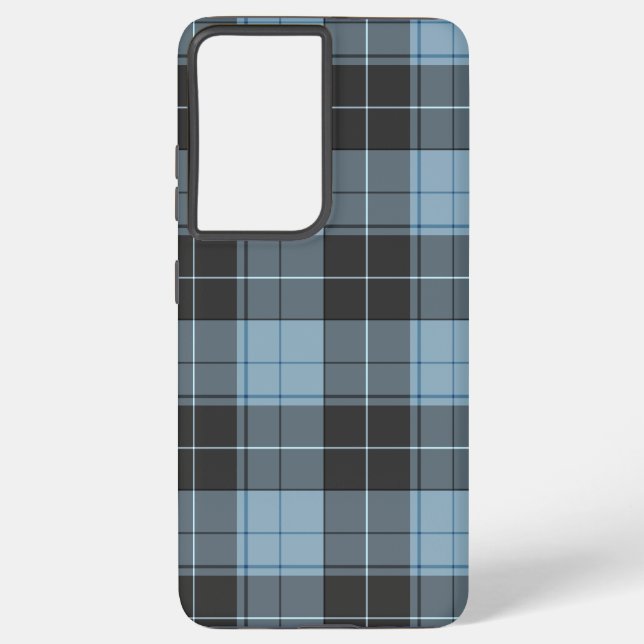 Simple tartan pattern in light blue samsung galaxy s21+ case (Back)