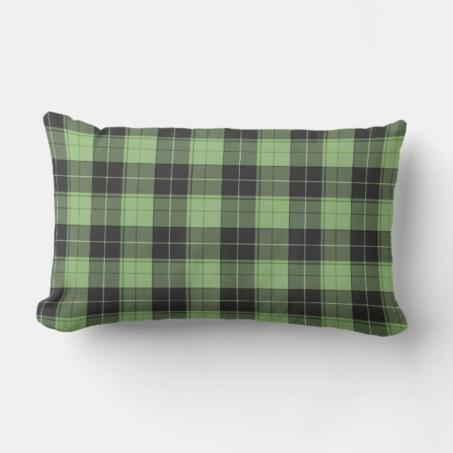Simple tartan pattern in Light green Lumbar Cushion (Front)