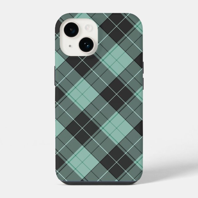 Simple tartan pattern in turquoise Case-Mate iPhon iPhone Case (Back)