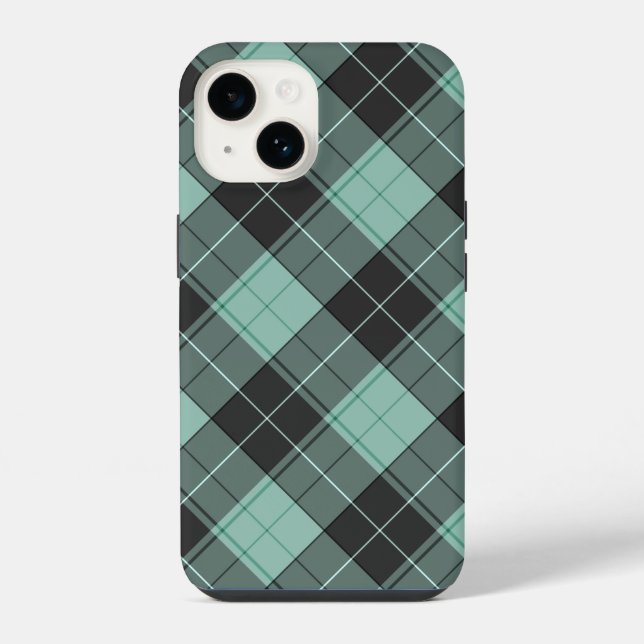 Simple tartan pattern in turquoise Case-Mate iPhon iPhone Case (Back)