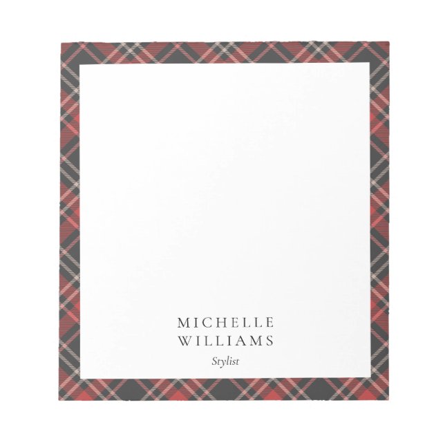 Simple Tartan Plaid Pattern Bordered Notepad (Front)