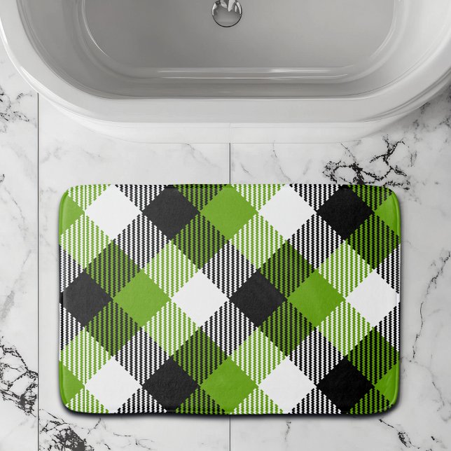 Simple Tartan Plaids Neon Green  Bath Mat (Creator Uploaded)