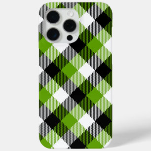 Simple Tartan Plaids Neon Green iPhone 15 Pro Max Case