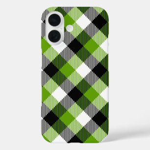 Simple Tartan Plaids Neon Green iPhone 16 Case