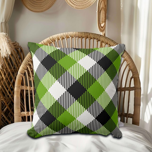Simple Tartan Plaids Neon Green  Cushion (Creator Uploaded)