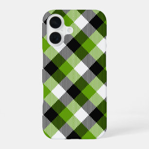 Simple Tartan Plaids Neon Green iPhone 16 Case