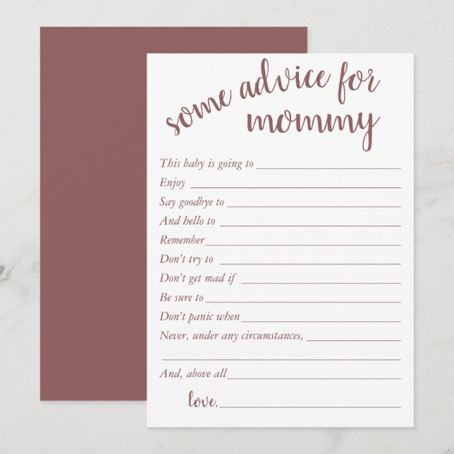 Simple Taupe Advice | Desert Rose Keepsake Card (Front/Back)