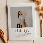 Simple Taupe Brown Minimal Photo 30th Birthday  Invitation<br><div class="desc">Simple Taupe Brown Minimal Photo 30th Birthday Invitation</div>