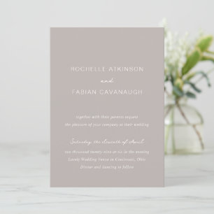Simple Taupe Elegant Wedding Invitation