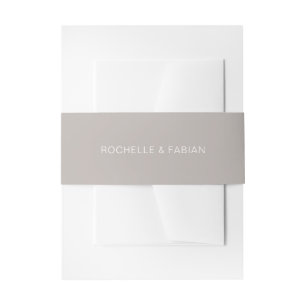 Simple Taupe Elegant Wedding Invitation Belly Band