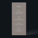 Simple Taupe Elegant Wedding Menu<br><div class="desc">Modern wedding menu featuring a simple design with a combination of a contemporary sans serif font,  an elegant handwriting script and an italic font.</div>