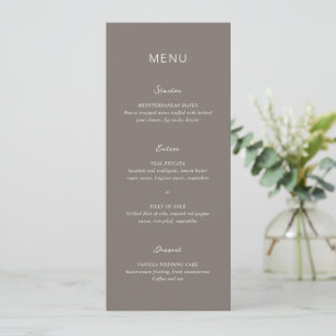Simple Taupe Elegant Wedding Menu