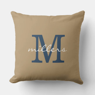 Simple Taupe Monogram Cushion