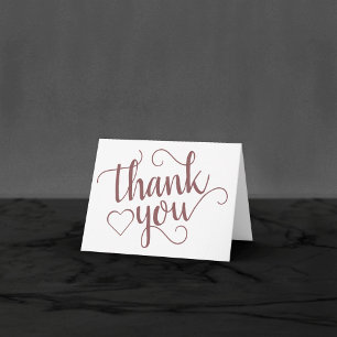 Simple Taupe Script Desert Rose Heart Photo Thank You Card